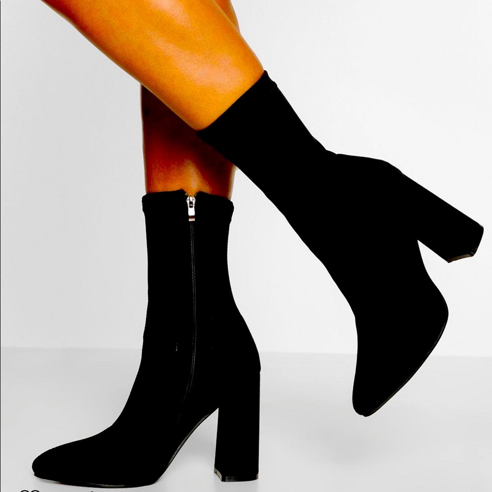 Pointed Sock Boot in Black